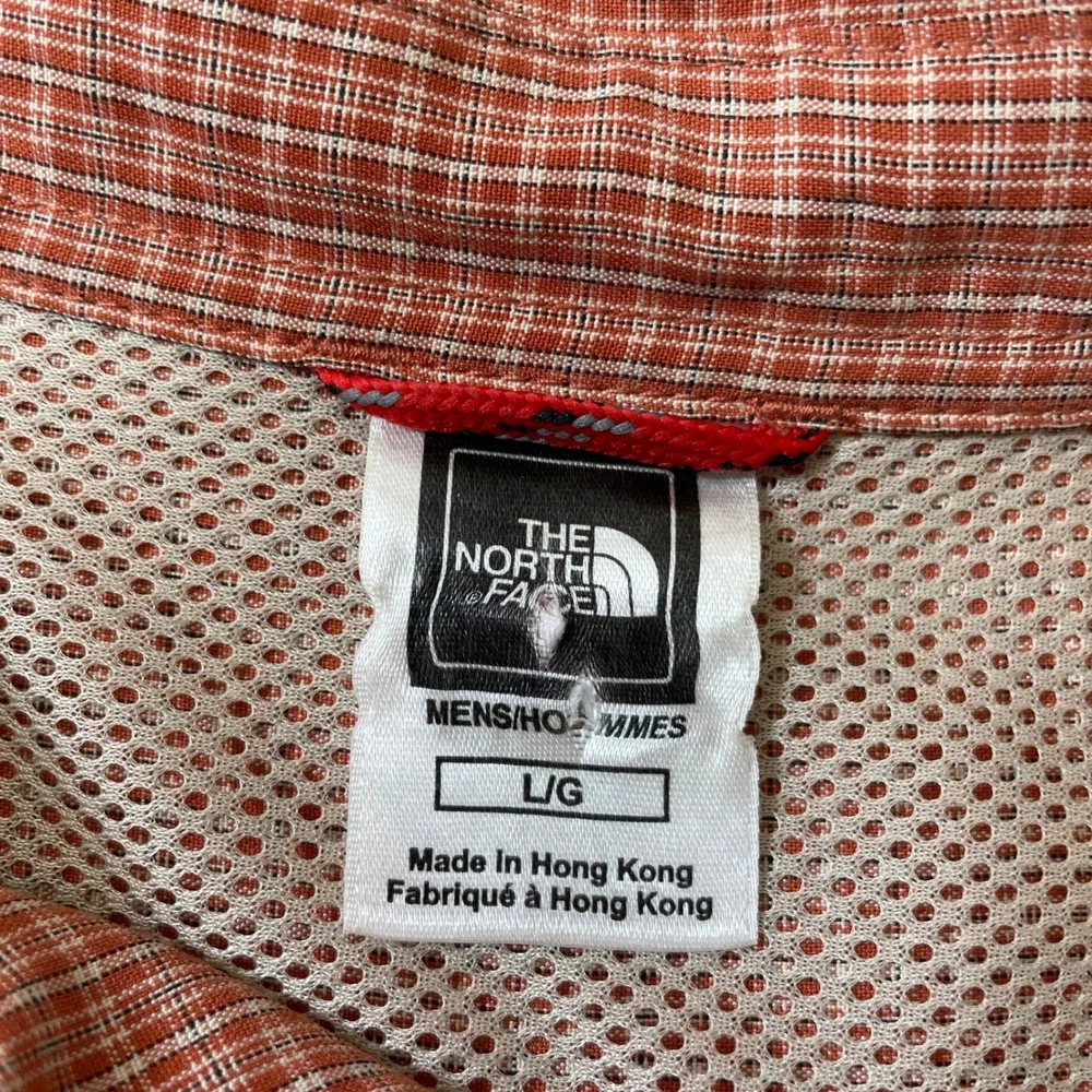 The North‎ Face Mens Large Burnt Orange Plaid Long Sleeve Button Down Shirt